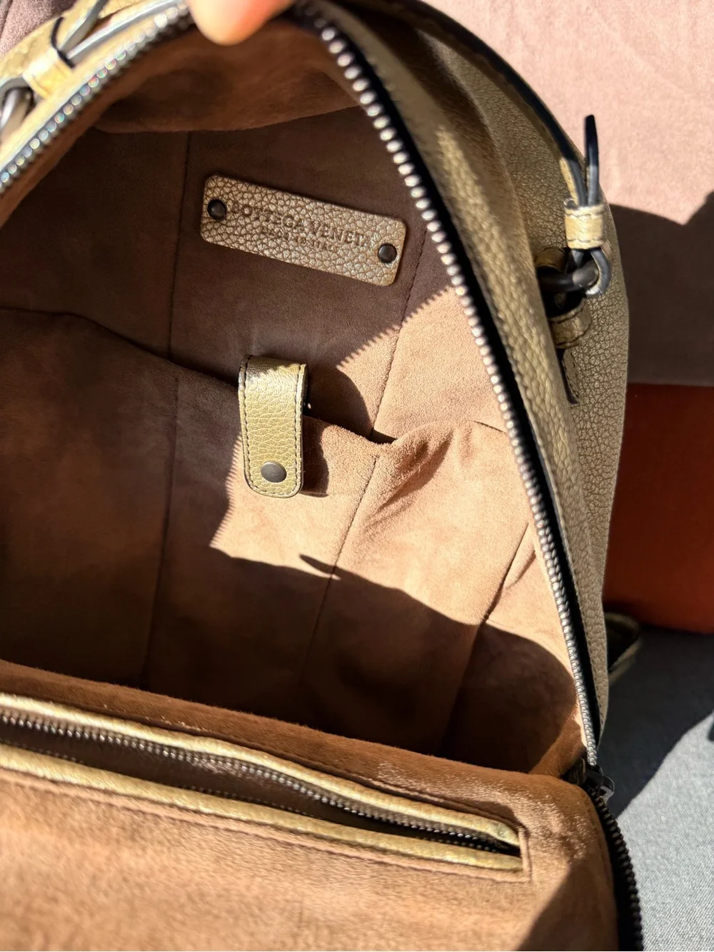 Bottega Veneta Intrecciato Golden Leather Backpack Rucksack authentic excellent